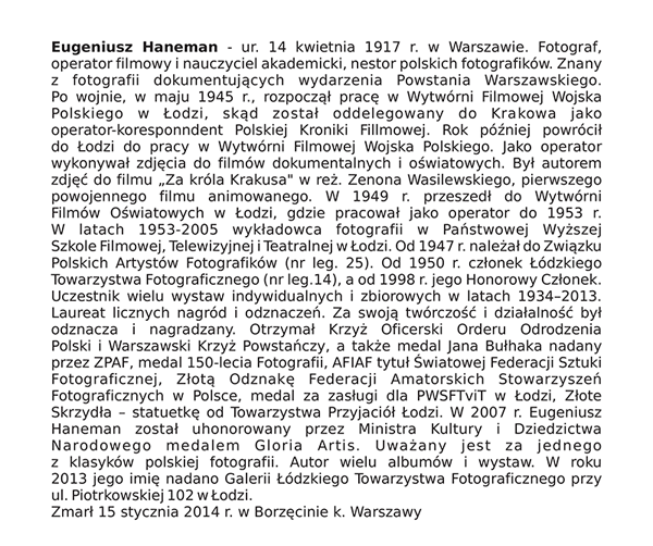 Read more about the article Eugeniusz Haneman w 100. rocznicę urodzin.
