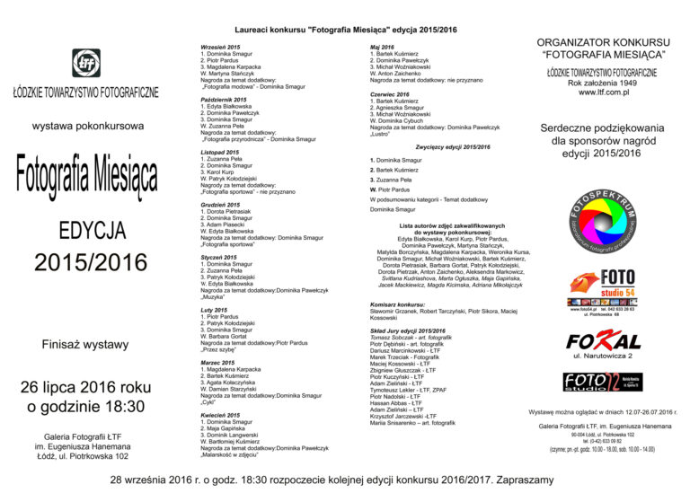 Read more about the article FOTOGRAFIA MIESIĄCA EDYCJA 2015/2016